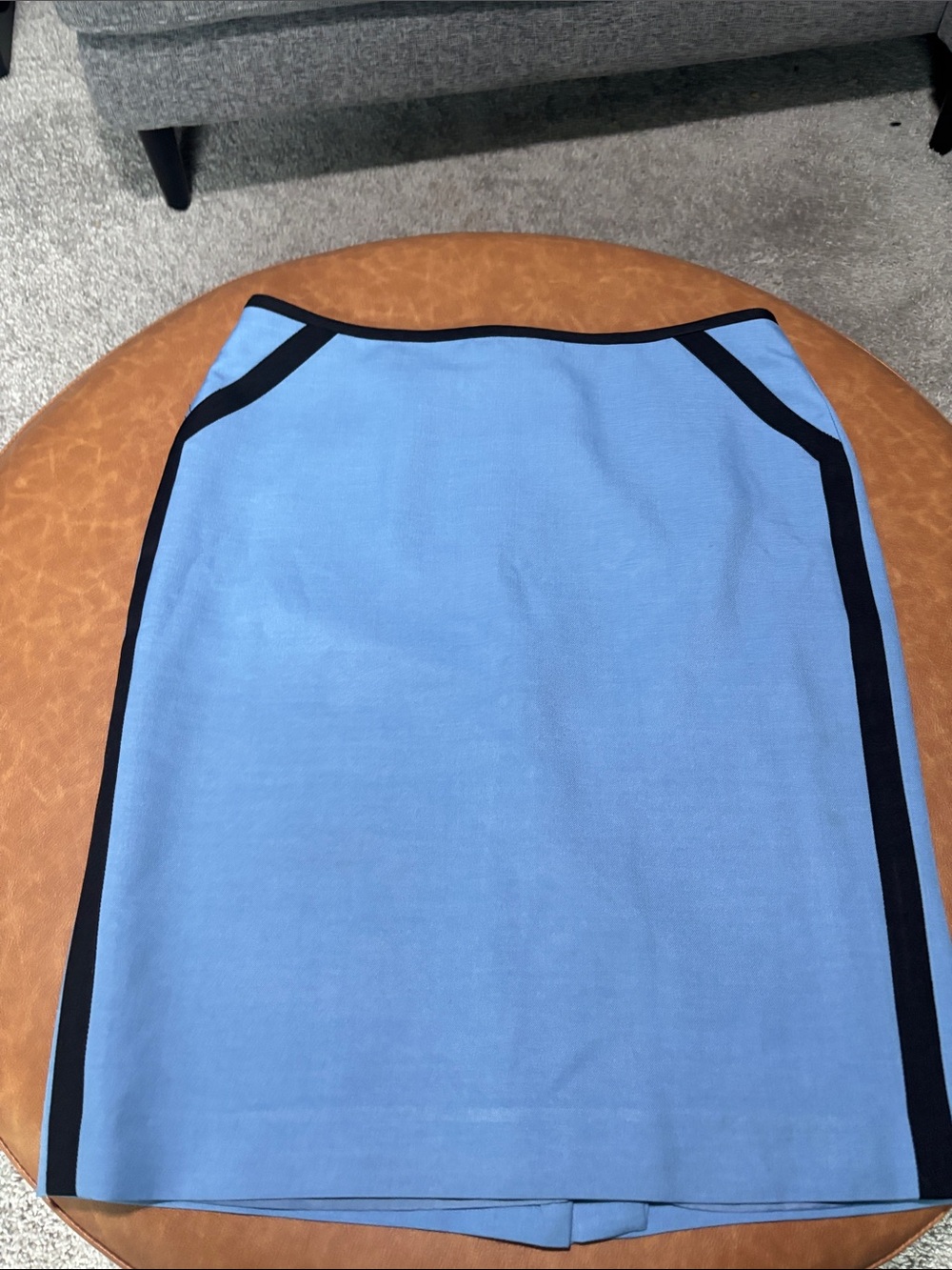 Sky Blue Pencil Skirt with Black Trim